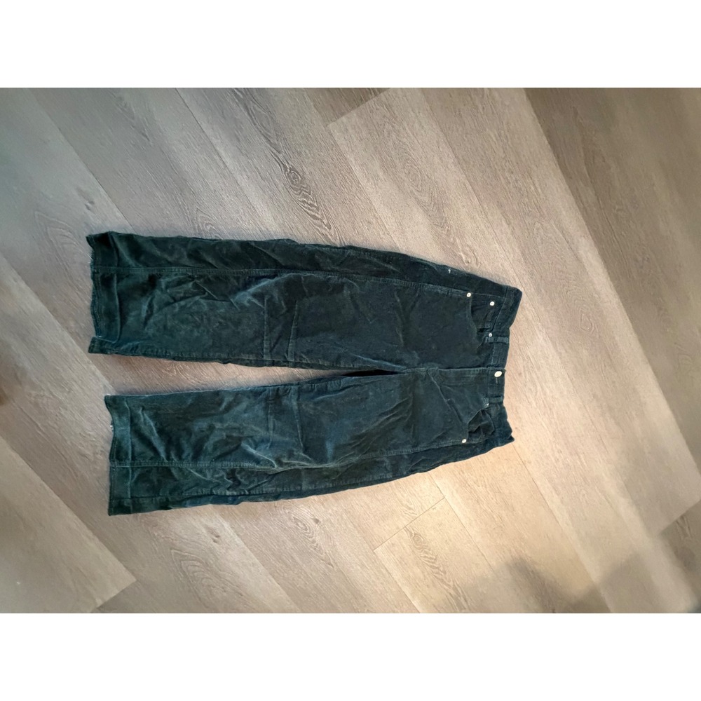 Aaron & Amber Forest Green Corduroy Barrel Leg Pants High Rise Green Size L
